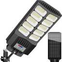 Solar Street Lights Outdoor Waterproof Dusk to Down with Motion Sensor, 6500W Outdoor Solar Flood Light for Parking Lot, LED Security Street Lights Solar Powered for Yard Garden & Walkway (1 Pack, Black)