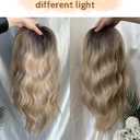 PANEWAY 16Inch Hair Toppers for Women with Thinning Hair - 6.5''x6.5'' Ladies Wiglets Toppers - Ombre Dark Root to Blonde