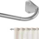 Silver Curtain Rods for Windows 48 to 84 inch, 5/8 inch Adjustable Wrap Around Blackout Curtain Rods for Bedroom & Outdoor