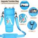 Initial Water Bottle Holder with Strap for Stanley Cup Accessories 40 oz Tumbler/Simple Modern Tumbler Bag, Water Bottle Carrier Bag with Strap for Men Women Gift Hiking, Travel, Camping, Walking Gym (Blue)