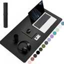 YSAGi Non-Slip Leather Desk Pad, Waterproof Laptop Computer Desk Keyboard Mat, Table Protector Blotter Mat, Large Mouse Pad for Office/Work/Home/Decor(Black, 31.5" x 15.7")