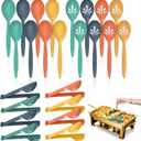 Reusable Plastic Serving Utensils Set of 24, 10" Wheat Straw Large Serving Set - Slotted Spoons/Tongs, for Party Buffet Catering (Orange/Blue/Yellow/Green, Not for Cooking)