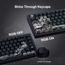 SDYZ XVX Shine Through Keycaps - Double Shot PBT Keycaps 60 65 75 100 Percent, Side Print Key caps Custom 131 Keys Set, Dye Sub Wave of Kanagawa Key caps for Mechanical Keyboards, Black