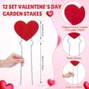 12 Pcs Valentine's Day Heart Stakes Rustic Heart Decorative Garden Yard Stakes Valentines Plant Yard Signs for Valentine's Day Indoor Outdoor Patio Plant Pot Pathway Lawn Decoration