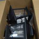 2 Pack Solar Wall Lanterns with Replaceable Bulb,Outdoor Hanging Lights with 4 Solar Panels,Dusk to Dawn Led Outdoor Wall Sconce, Anti-Rust Waterproof Lanterns with Hooks,3000K Warm White (Black)