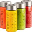 Sursip 12 oz Glass Juice Bottles  4 Pack Wide Mouth Bottles with Stainless Steel Lids  Leakproof, BPA Free, Heat-Resistant Borosilicate Glass for Juicing, Smoothies, Milk, Protein, Beverage Storage