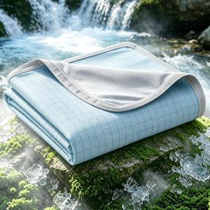 EMME Breathable Cooling Blankets for Hot Sleepers, Summer Blanket Twin/Full Size for Bed, Thin Light Throw Blanket for Couch Sofa, Double-Sided Keep Body Cool, Cold Blankets Night Sweats Blue