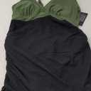 Blooming Jelly Women One Piece Swim Dress Tummy Control Swimsuits Slimming Mesh Sheer Sarong Wraps Bathing Suit (X-Large, Green and Black)