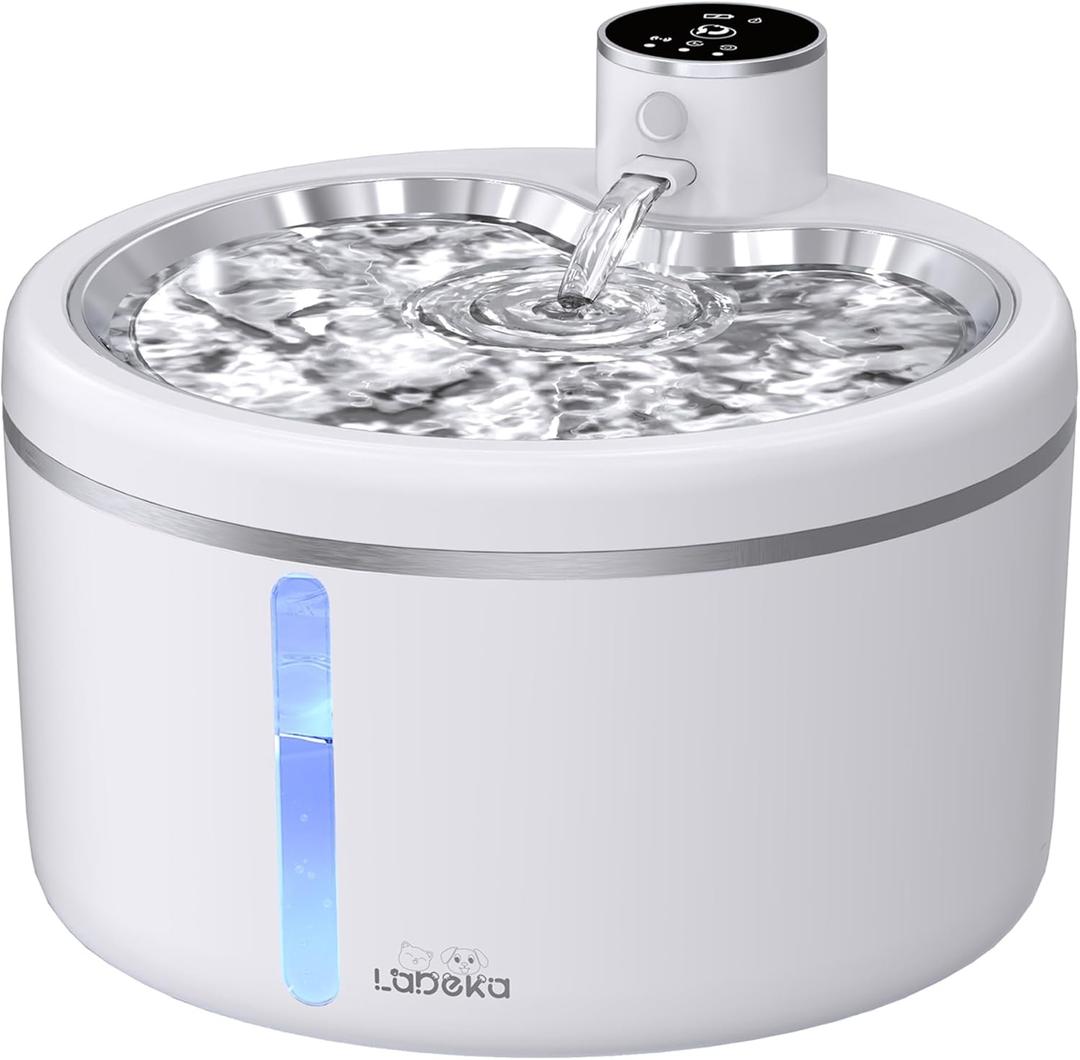 Wireless Cat Water Fountain with [Stainless Steel Tray], 102oz/3L Pet Water Fountain for Cats Inside, Cat Fountain for Drinking with Motion Sensor, Ultra Quiet Pump, Cats & Dogs Gifts (102oz+2Filters)