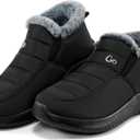 Ablanczoom Winter Snow Boots for Women: Comfortable Warm Fur Lined Slip On Waterproof Outdoor Ankle Booties (Black)