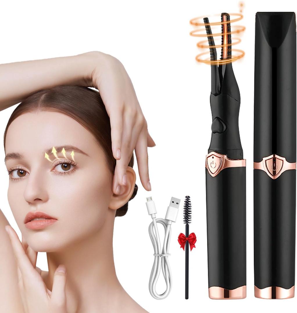 2026 Upgraded Heated Eyelash Curler - 2-in-1 Electric Lash Curler - 3 Temperature Modes/8s Quick Heat/USB Rechargeable Mini Electric Eyelash Curler-Natural Curling 24H Long-Lasting Curl
