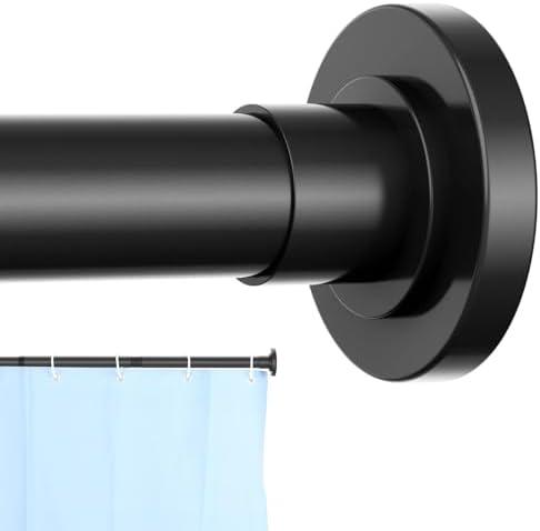 CorkLatta Black Shower Curtain Rod 32 to 43 Inch,1 Inch Diameter Adjustable Spring Tension Stainless Steel Telescoping Rod,Easy Install,No Rust