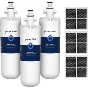 GLACIER FRESH for LG LT700P Refrigerator Water Filter, Replacement for LT700PC, ADQ36006101, ADQ36006102, RWF1200A, Kenmore 9690, AGF80300801, LFXC24726S, LMXS27626S and LT120F Air Filters, 3 Packs