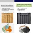 2 x Kitsure Cutlery Drawer Organiser for Kitchen - Adjustable Cutlery Tray for Effortless Utensil Sorting, Versatile Kitchen Storage & Organisation Solution, 12.13" x 1.54" x 8.07"~13.90", Black (Medium)