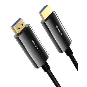 Stouchi 8K HDMI Cable Fiber Optic 50ft, 48Gbps Long Ultra High Speed HDMI Cable, CL3 Rated in-Wall, 10K 8K60Hz 4K120Hz, Dynamic HDR eARC HDCP 2.2&2.3 Compatible for PS5 Desktop and More (Grey)