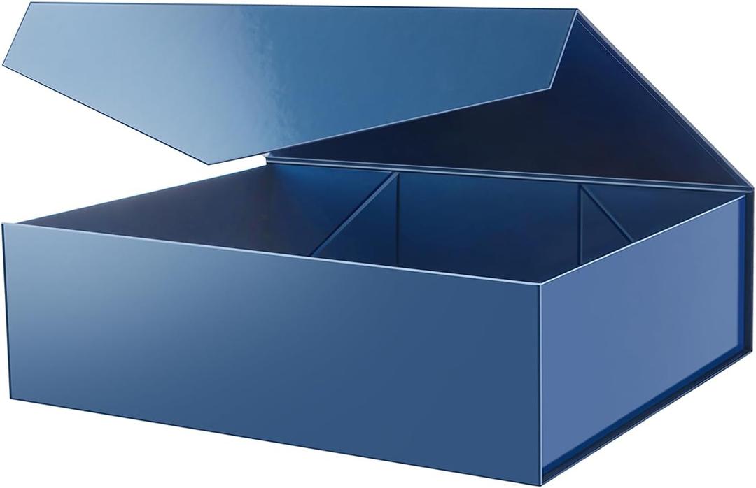PACKHOME 17x14.5x5.5 Inches, Extra Large Gift Box with Lid, Magnetic Closure Box for Clothes and Large Gifts (Glossy Blue), 1 Count