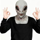 Alien Mask UFO Headgear Halloween Latex Terror Head Mask Costume for Costume Party Masquerade Props - Light Grey