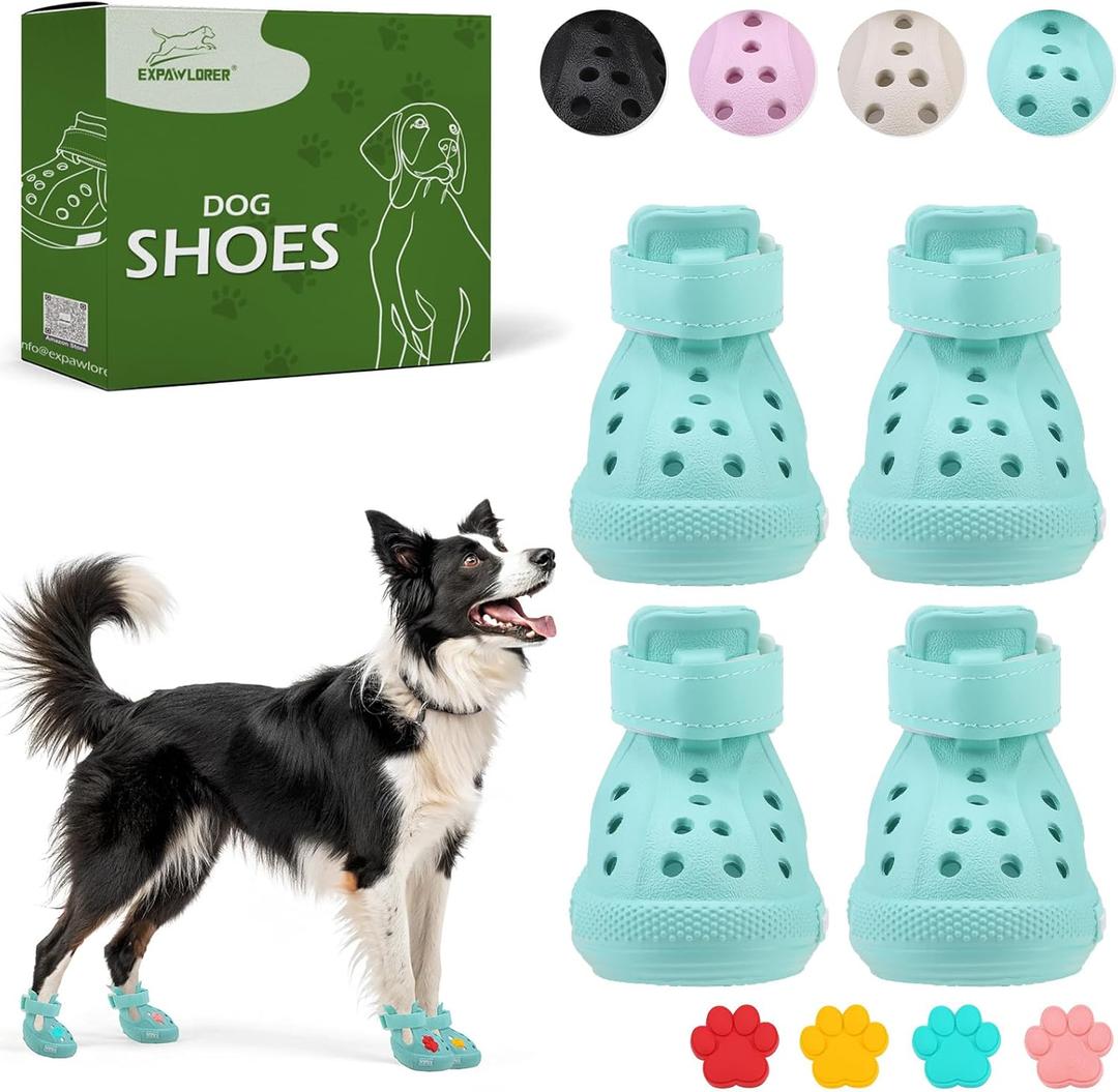 Dog Shoes for Hot Pavement - Non-Slip Summer Dog Booties for Small Medium Large Dogs, Reflective Pet Boots & Paw Protectors, Easy ON & Off, Waterproof and Easy-Clean for Beach Outdoor (Aqua Green, L) (Size 7/L (Paw Width:2.36in))