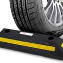 Pyle Curb Garage Vehicle Floor Stopper for Parking Safety 1PC Heavy Duty Rubber Parking Lot Driveway Stopper, For Car Vans Trucks Tire Wheel Guide Block Protect Bumper- Pyle PCRSTP11