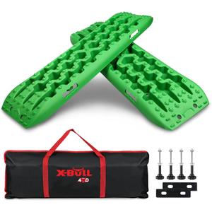 X-BULL New Recovery Traction Tracks Sand Mud Snow Track Tire Ladder 4WD (Green,3gen), Bag+Hardware+Tracks