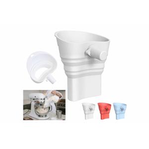 2026 Upgraded Extended KitchenAid Flour Funnel Attachment for Stand Mixer, Add While Mixing Without Stopping, No Flour Explosion, Platinum-Cured Food-Grade Silicone, Foldable, Dishwasher Safe(White)