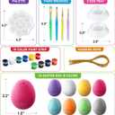 Easter Colorful Eggs Painting Kit-Paintable Flocking Eggs with Doodle Kit for DIY Design-Hanging Flocking Eggs with Rope for Easter Decoration,Egg Hunts, Basket stuffers & Essentials, 24PCS