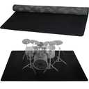 Drum Rug, 4 Ft x 6 Ft Drum Mat Carpet Music Rug with Non-Slip Bottom, Soundproof Electrical Pads for Drummers, Black