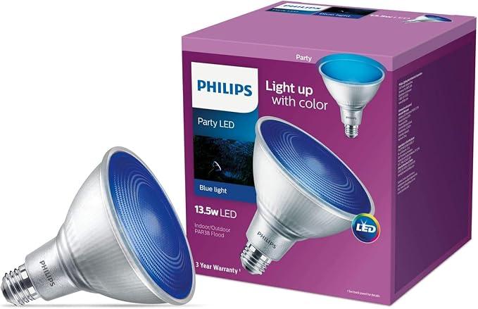 Philips LED Non-Dimmable PAR38 Blue Party Light Bulb - EyeComfort Flicker Free - E26 Base - 13.5W - Indoor
