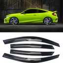 Window Visor Tape-on Side Deflectors Vent Rain Guard 2016-2020 Civic 10th 4-Door Sedan Vent Window Visors, Vent Deflector 4 pcs