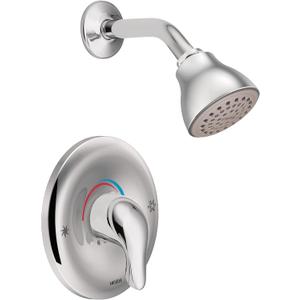 Moen Chrome Single Function Eco-Performance Shower Trim with Showerhead and Lever Handle for Water Temperature Adjustment, Posi-Temp Valve Required, TL182EP