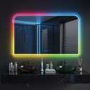 Antok LED Bathroom Mirror 40" L x 30" W, LED Mirror with Lights for Bathroom, Lighted Vanity Mirrors for Wall, Anti-Fog, Dimmable, Tempered Glass, Memory Function, 11 Colors, Safe Use, RGB Multicolor
