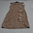 Jessica Howard Womens Sleeveless Mini Lace Sheath Dress with Boat Neck (10, Beige)