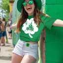 2 x St Patrick's Tshirts for Women - Irish Shamrock T Shirt Lucky Funny Tees Crewneck Sleeve Top Cute Print Tops (Green, XL)