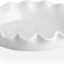 Sweejar Ceramic 11.5 Inches Pie Pan for Baking, Deep and Fluted Porcelain Round Pie Dish, Non-Stick Pie Plate for Pumpkin Pie, Apple Pie, Pie Pots with Morden Farmhouse Design(White)