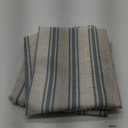 jinchan Striped Linen Kitchen Curtains 36 Inch Cafe Tier Curtains Balanced Stripe Farmhouse Small Drapes for Bathroom Laundry Over Sink Half Window Light Filtering 2 Panels Blue on Beige