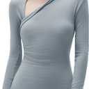 SUUKSESS Modal Cashmere Long Sleeve T Shirts for Women Ultralight Fall Fashion 2025 Trendy Asymmetric Neck Casual Tops (Small, 13 Ash Blue)