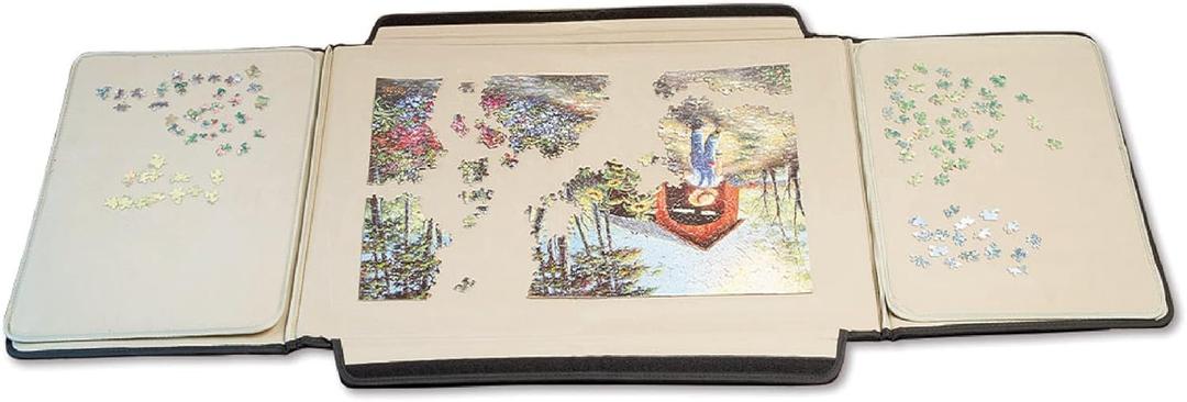 Bits and Pieces Portapuzzle Portable Puzzle Board 1500 Pieces - Compact Lightweight Foldable Portable Puzzle Mat with Removable Sorting Areas - 24.5 Inch x 35.5 Inch