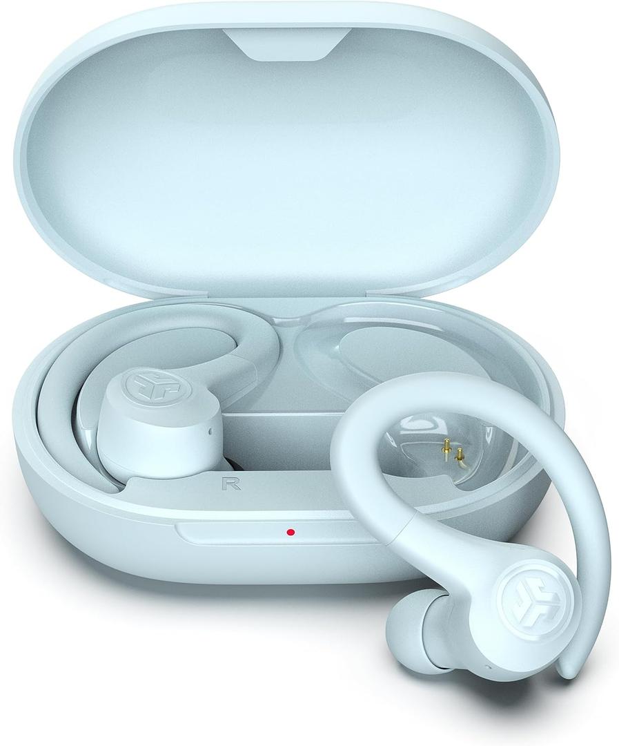 JLab Go Air Sport True Wireless Earbuds, Light Blue, Featuring C3 Clear Calling, Secure Earhook Sport Design, 32+ Hour Bluetooth Playtime, and 3 EQ Sound Settings