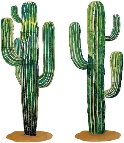 2 Pcs 6 Feet Large Boho Cactus Wall Decor Jointed Cactus Cutouts Wall Stickers Tropical Cacti Home Decals Stickers DIY Bohemian Green Botanical Decorations for Classroom Bedroom Classic
