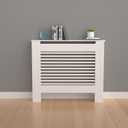 High Radiator Cover Wood Cabinet: 36 Inch Height White Small Heater Covers Horizontal Slats Modern Tall Radiators Shelf Thicken MDF Wooden Kitchen Bedroom Home Furniture for Living Room, S H36 x W30.7 x D7.5 Inch