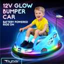 Flybar 12V Glow Bumper Car Ride On Toy - Indoor/Outdoor Toys, Toddler Toys, Bumper Cars, Kids Electric Car, w/ 360 Spins, Multi-Color LED Lights, Max Weight of 100lbs, Age 4-9yrs, Blue, Medium