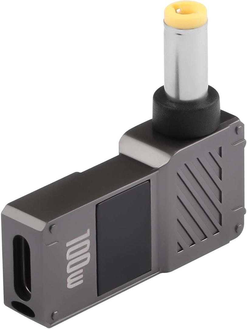 GINTOOYUN 2PCS USB C to 5.5mm Laptop Charging Adapter Female Type C to Male DC 5.5 x 2.5mm Barrel Jack Plug Converter Universal 100W PD Adapter (5525)