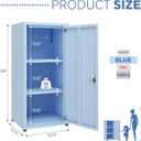 MIOCASA Metal Storage Cabinet with Lock, 3 Adjustable Shelves Single Door Steel Locker for Home, Office & Garage (Blue)