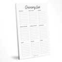 CARDAMONOLY Grocery List Notepad - 6 x 9 Inches - 50 Tear Off Sheets - Minimalist Black and White Shopping List Pad - Kitchen Essentials List - Apartment Essentials List