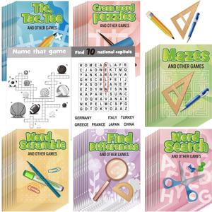 Hungdao 48 Pcs Mini Activity Books for Boys and Girls, Fun and Games, Challenging Activities Include Mazes, Word Scramble and More Bulk Gifts for Students Party Classroom Goodie Bag Stuffers