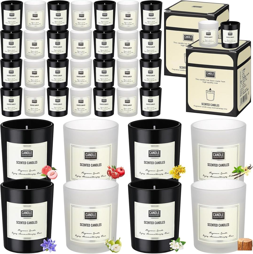 72 Pcs Scented Candles Bulk Home Aromatherapy Candle Gift for Women 8 Fragrance Long Lasting Soy Wax Jar Candles for Mother's Day Thanksgiving Christmas Coworker Employee (Fresh, Black White)