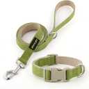 Plutus Pet Cotton Hemp Dog Collar and Leash Set, Adjustable Collar for Small, Medium, and Large Dogs, Heavy Duty and Soft on Skin, Green, XS