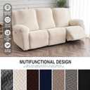 Genina Recliner Sofa Cover Stretch Couch Covers, Sofa Slipcover for Reclining Couch Thick Jacquard Furniture Protector Washable (Beige, 3 Seat)