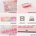 MechLands Aula S102 Membrane Gaming Keyboard with Number Pad, 100% Full Size Layout, USB-C Wired, RGB Backlit, Creamy Silicone Structure, Silent Keyboard for PC Game/Office (Pink)