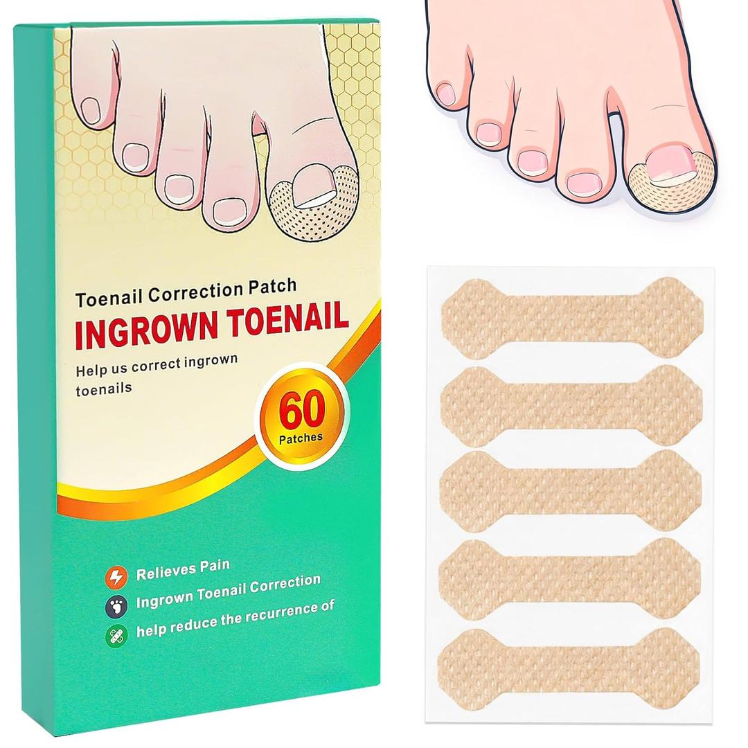 Ingrown Toenail Treatment, 60 Pcs Breathable Ingrown Toenail Strips, Painless Toenail Support Tool for At-Home Pedicure and Foot Care, Toenail Corrector Patch 60 Count (Pack of 1)